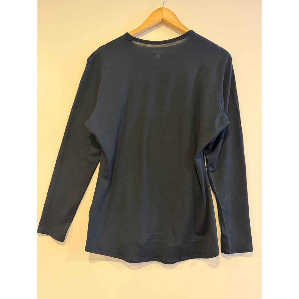 Segments Women XL Black 100% Merino Wool Long Sleeve Crew Neck Tee Shirt - Picture 2 of 9